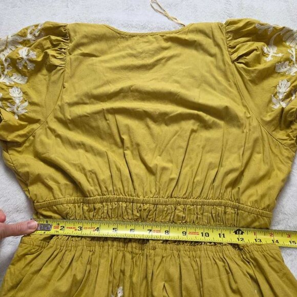 M By Anthropologie The Somerset printed maxi dress yellow embroidered flowers - Picture 10 of 11